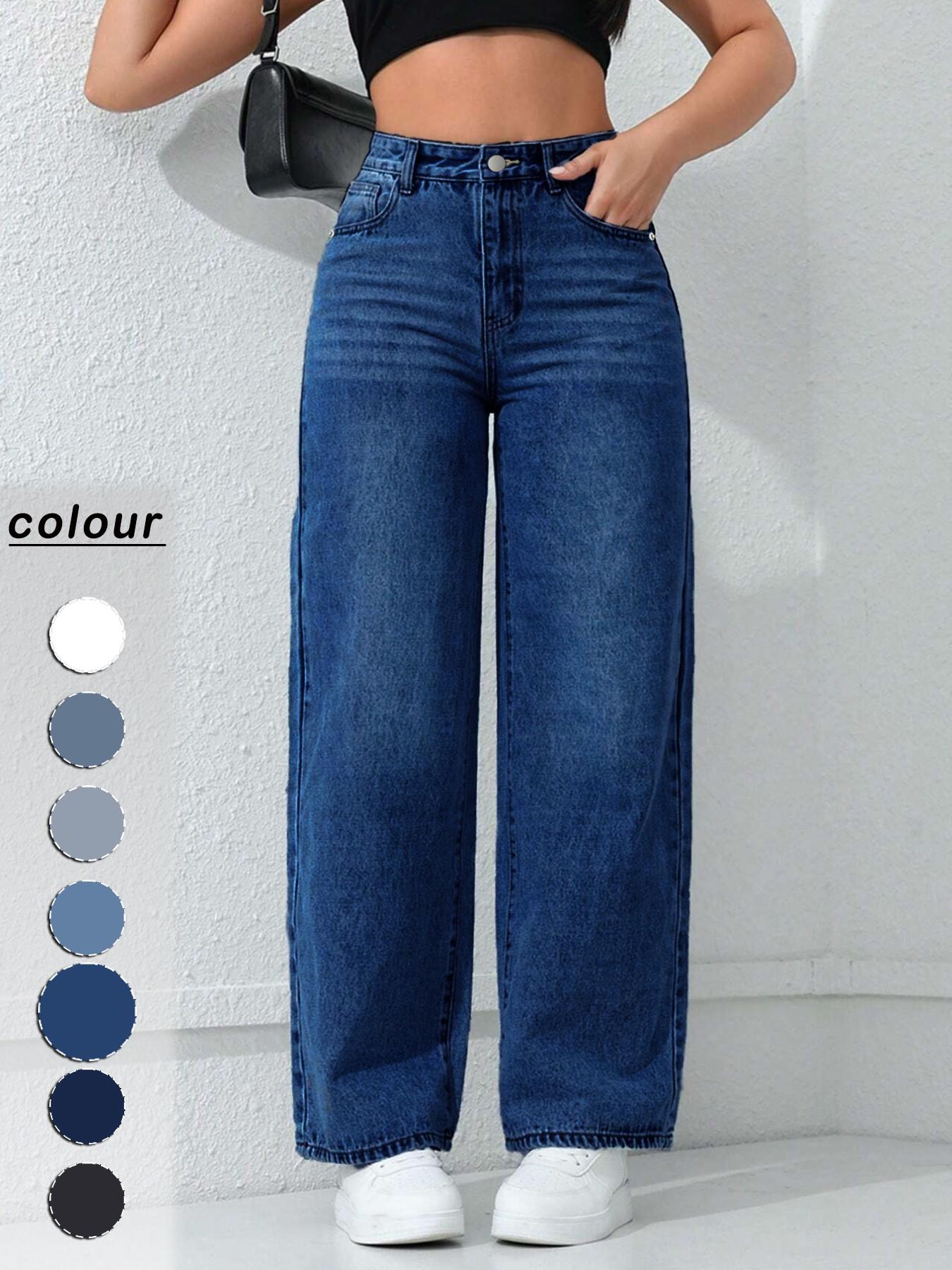 Spring Summer New Women's Pants Light Blue High Waist Elastic Light Wash Denim Jeans Casual Vacation Daily Everyday Versatile Wide Leg Pants