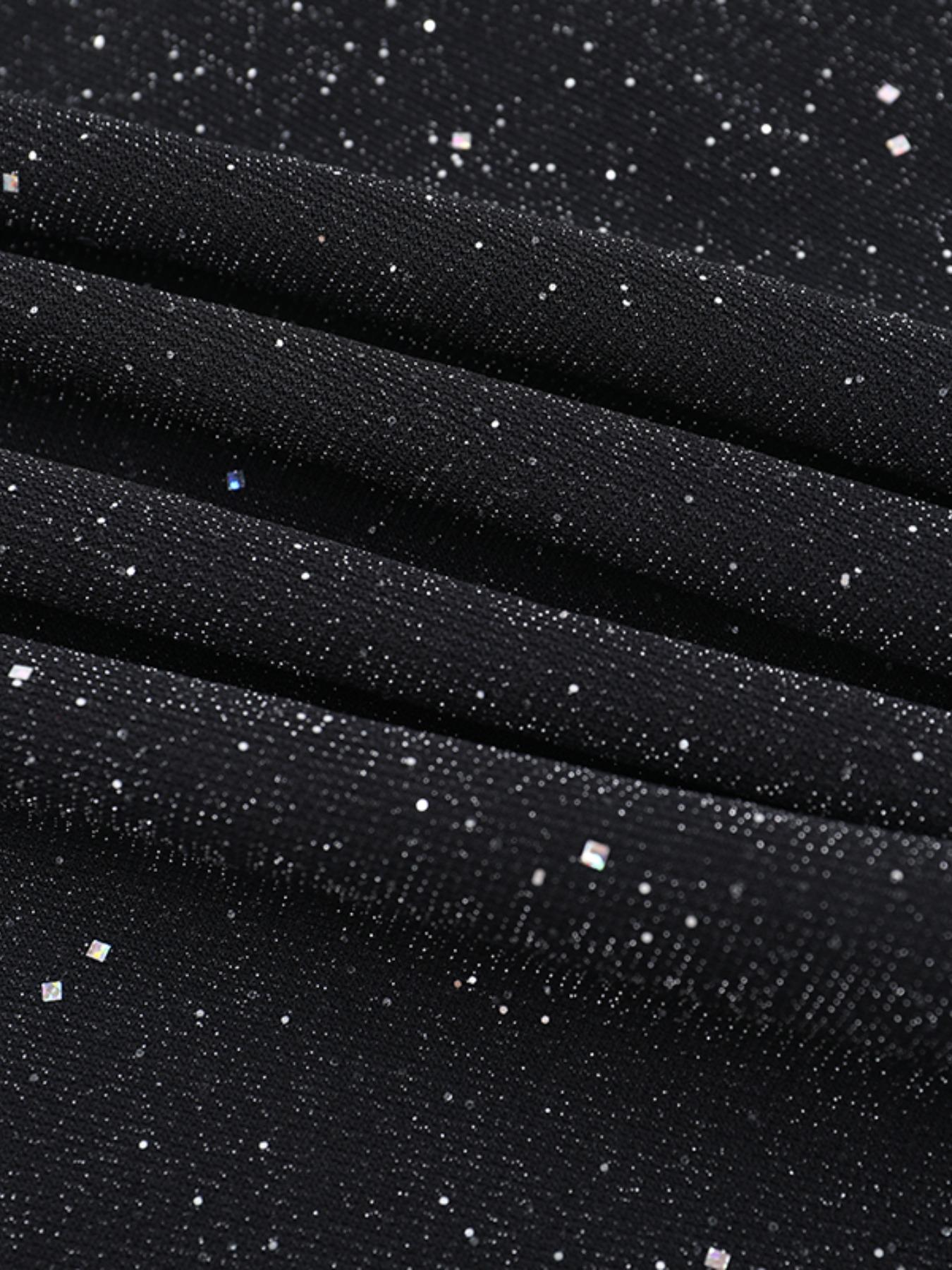 Women's Contrast Sequin Ruched Off Shoulder Mermaid Dress, Elegant Classy Long Sleeve Slim Maxi Dress for Party Evening Formal Occasions, Ladies' Clothes for All Seasons