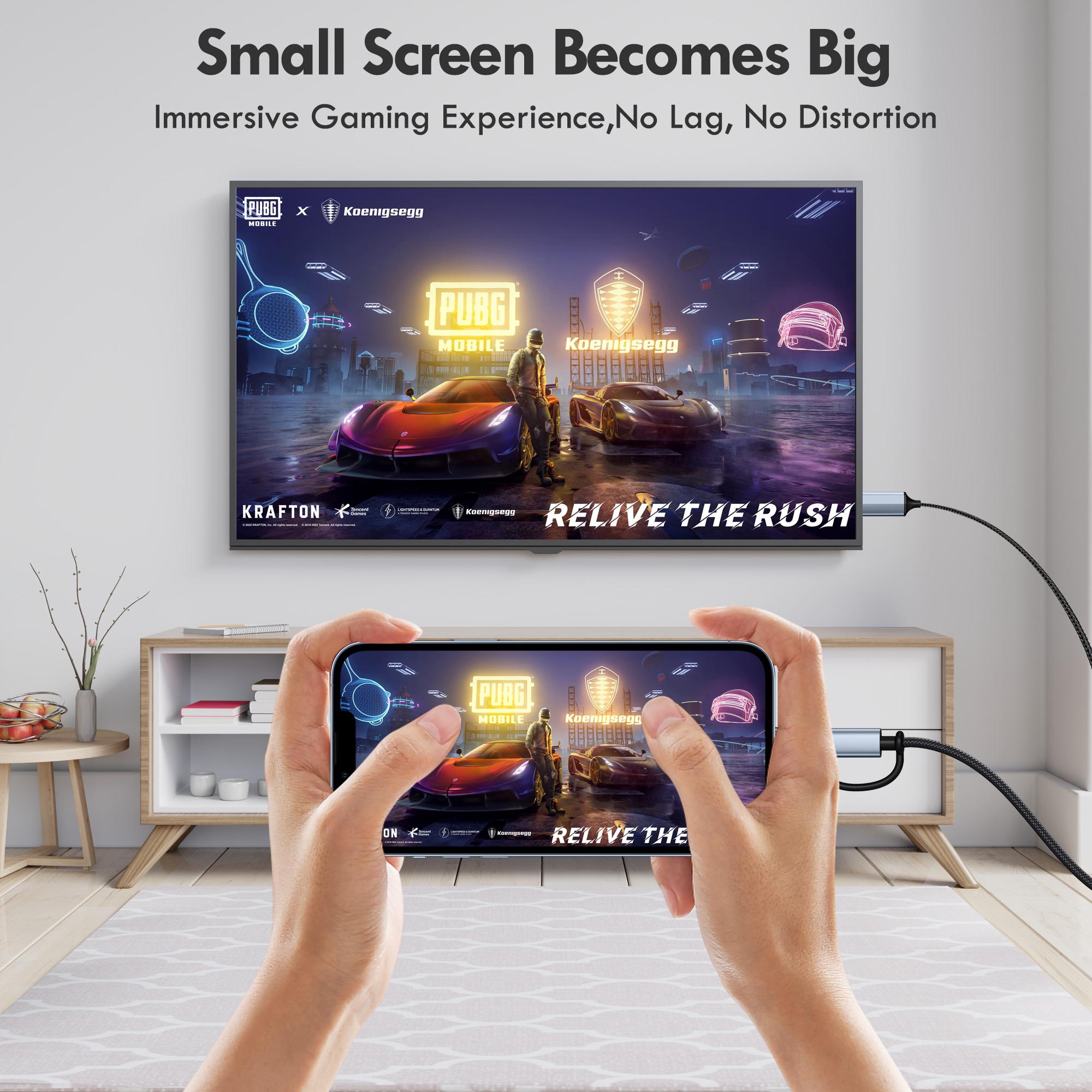 ( iOS Only ) 2-in-1 Lightning & Type C to HDMI Cable for iPhone, Dual Interface for All iPhones (17/16/15/14/13/Pro/Max) & iPad Pro/Air, Syncs Video & Audio, Not Support Android & Netflix