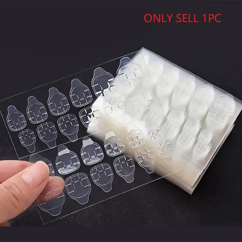Double Sided Transparent Strong Adhesive Jelly Sticker Sheet, Flexible Jelly Gel Tape Sticker Tabs for Press on Fake Nails, Manicure Accessories, Nail Art Supplies