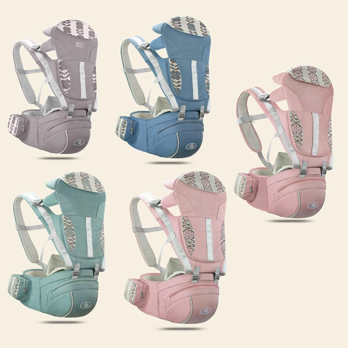 Multifunctional Baby Carrier with Waist Stool, Adjustable Front Carry Sling for Infants, Kangaroo Style Backpack for Newborns to Toddlers
