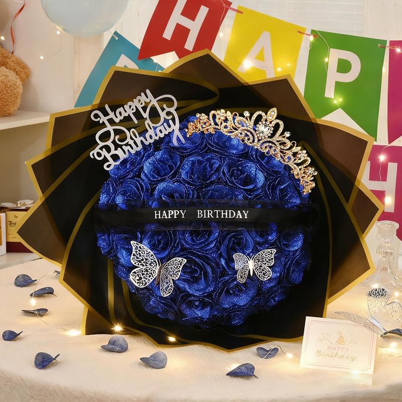 Flower City Glitter Roses Bouquet,Birthday Gifts for Women Mom, 36 Champagne Rose for Grandma Wife Friends