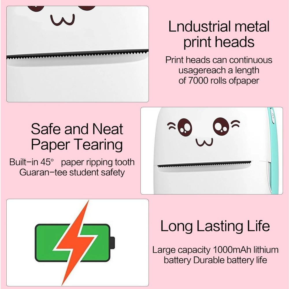 Mini Portable Bluetooth Thermal Sticker Printer Wireless Ink-Free Mobile Photo Printing Tool for Labels Flashcards Receipts with 14 Rolls Paper Value Bundle