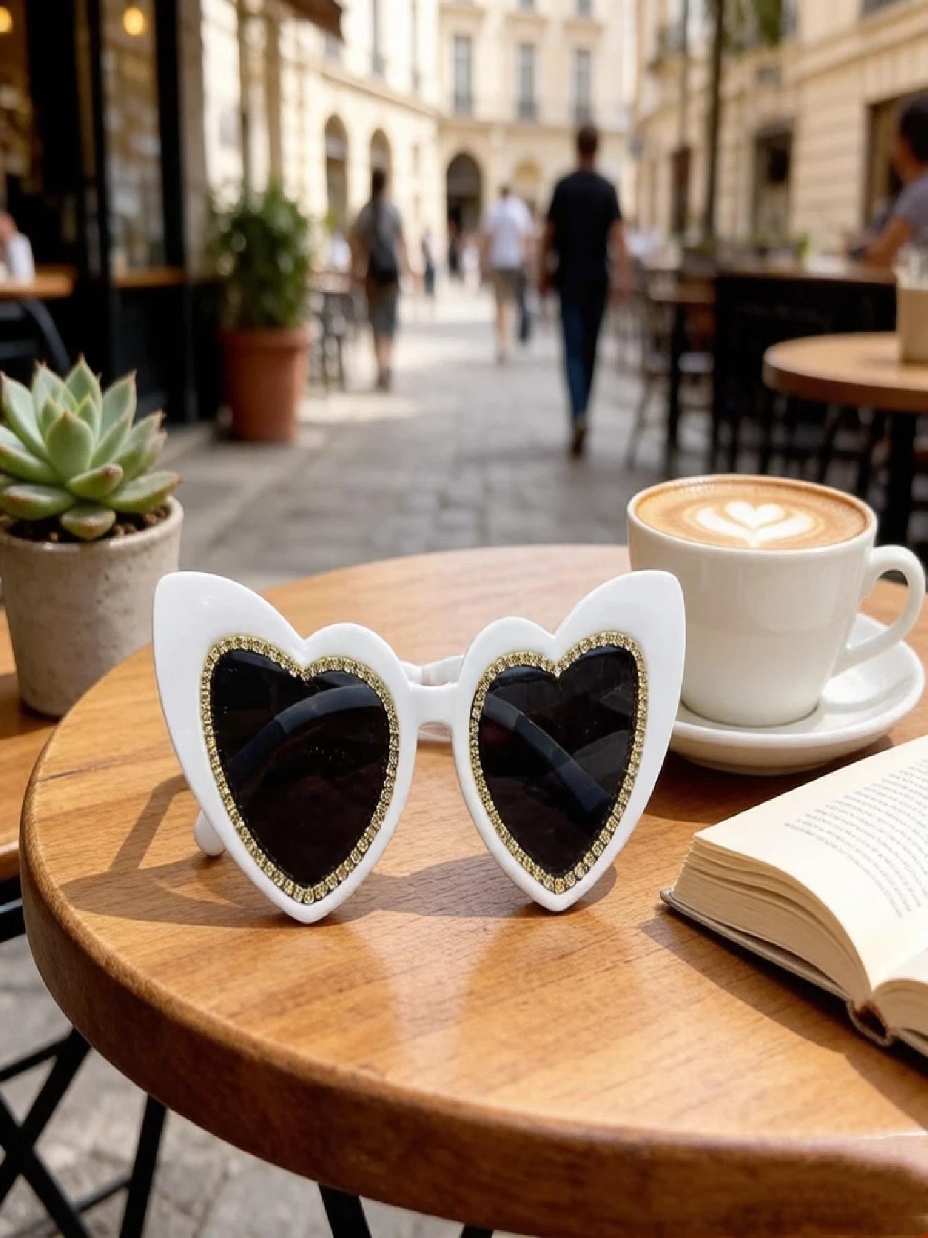 Rhinestone Heart Sunglasses, Perfect for Photoshoots, Dates, Music Festivals, Beach Vacations, Birthday Parties, Daily Wear