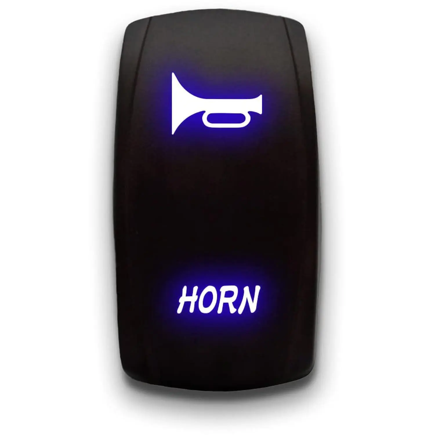 Horn - Blue - Laser Etched Momentary Toggle Switch 20A 12V - Vertical Rocker Switch 5-Pin DPST