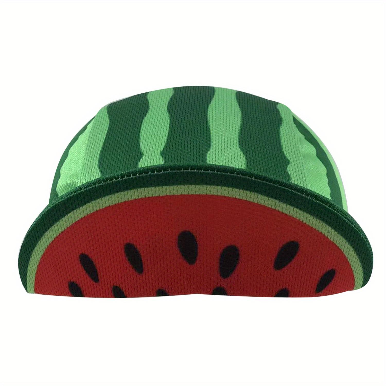 New Summer Watermelon Pattern Polyester Fiber Bicycle Helmet - Breathable Quick-Drying Mesh Details Hat, Mobile Outdoor Honeycomb Ventilation Machine-Made Sun Protection Headgear, Mesh Details Hats, Mobile Outdoor Hats