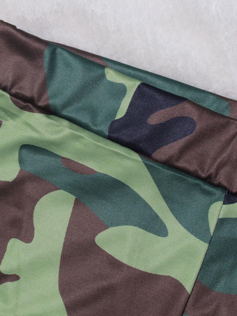 Women’s Fringe Camouflage Pants – Sexy High Waist Army Green Slim Fit Streetwear for Club, Party, Festival HN102