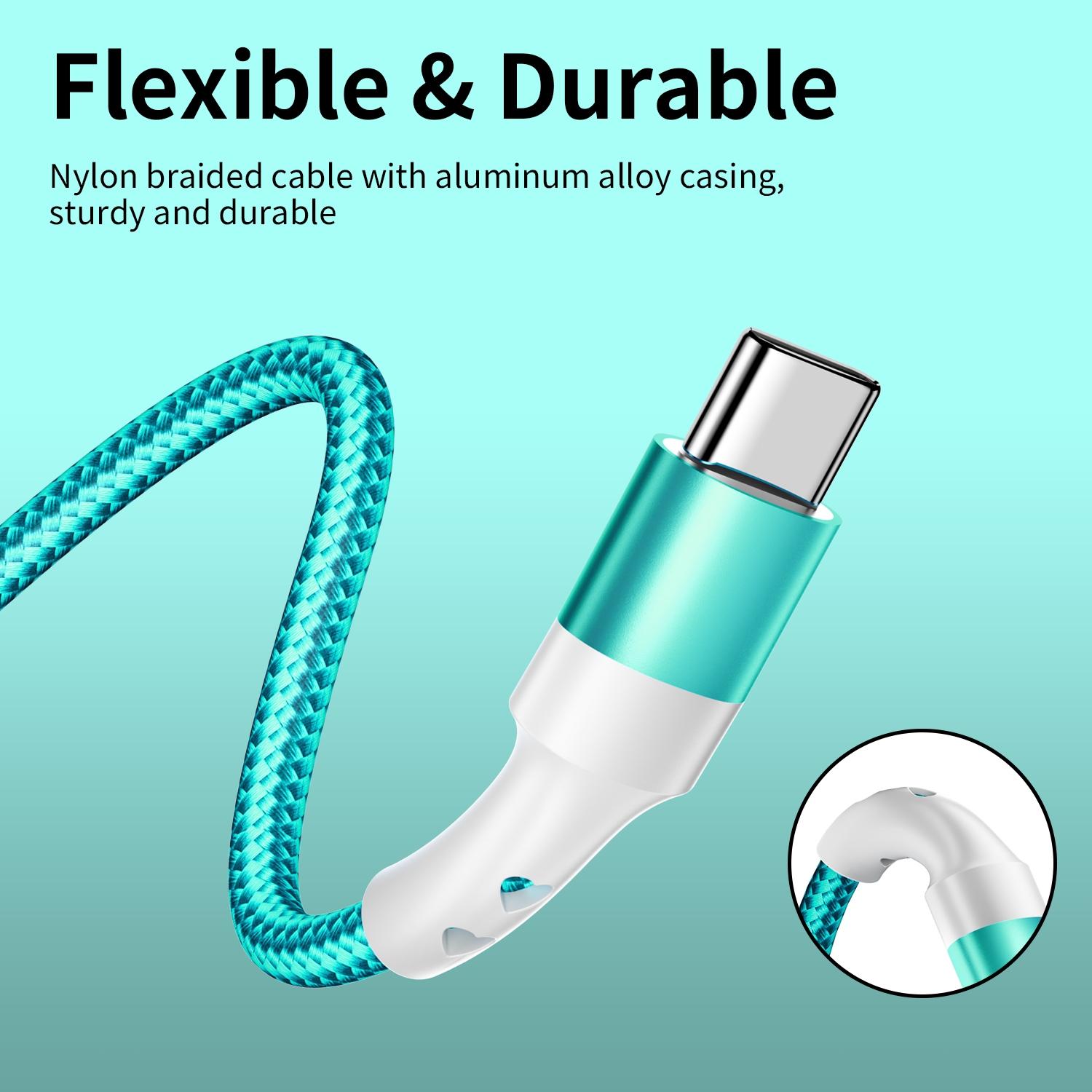 USB Charging Cable (5 Pack/3 Pack/2 Pack), Colorful Nylon Braided Quick Charging Cable for Samsung Galaxy S24, S23, S22, S21, S20, Headphones, Tablet, Laptop, etc. (3ft/6ft/9ft)