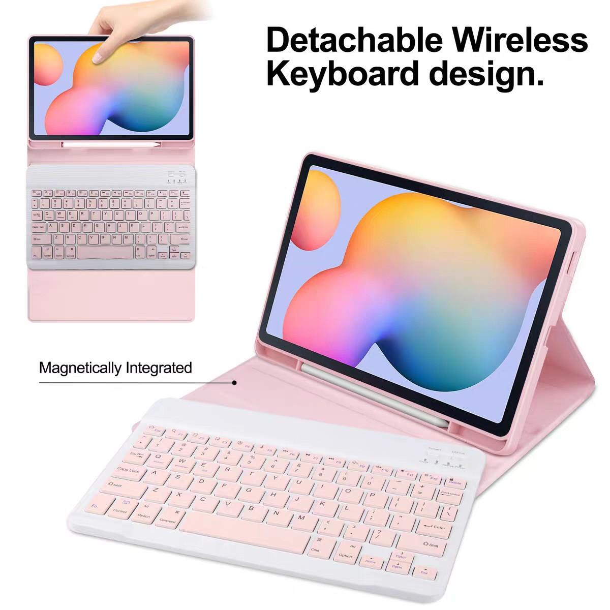 Backlit Keyboard Mouse Combo for Samsung Galaxy Tab S10/s9/s8/s7/s6lite/a9/a8, Detachable Rechargeable Touchpad Keyboard, Pen Holder Included
