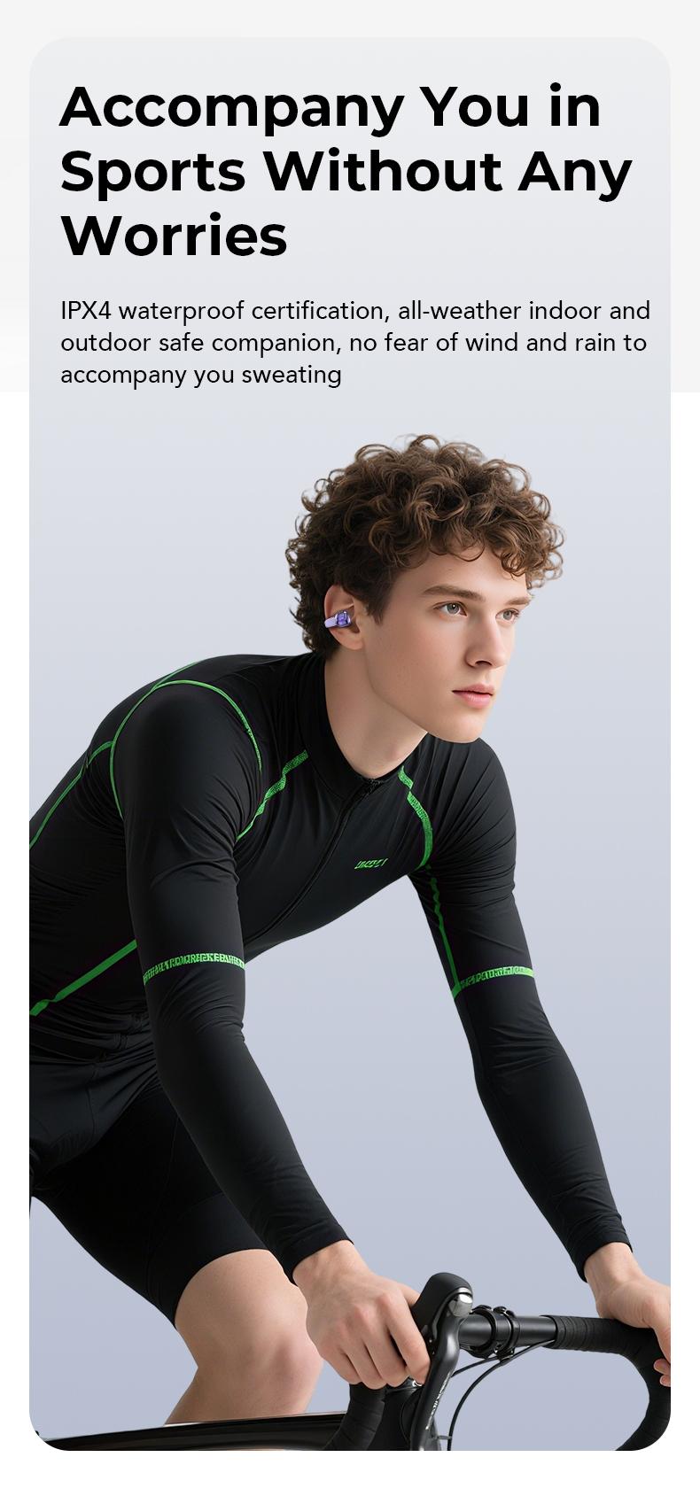 MINISO MS198 Clip-on Design Wireless Earphones Bluetooth 6.0 No-sense wearing HiFi Stereo Sound Audio Wireless Headphones for Music & Phone Calls IPX5 Waterproof Sports Earbuds for Running, Workout