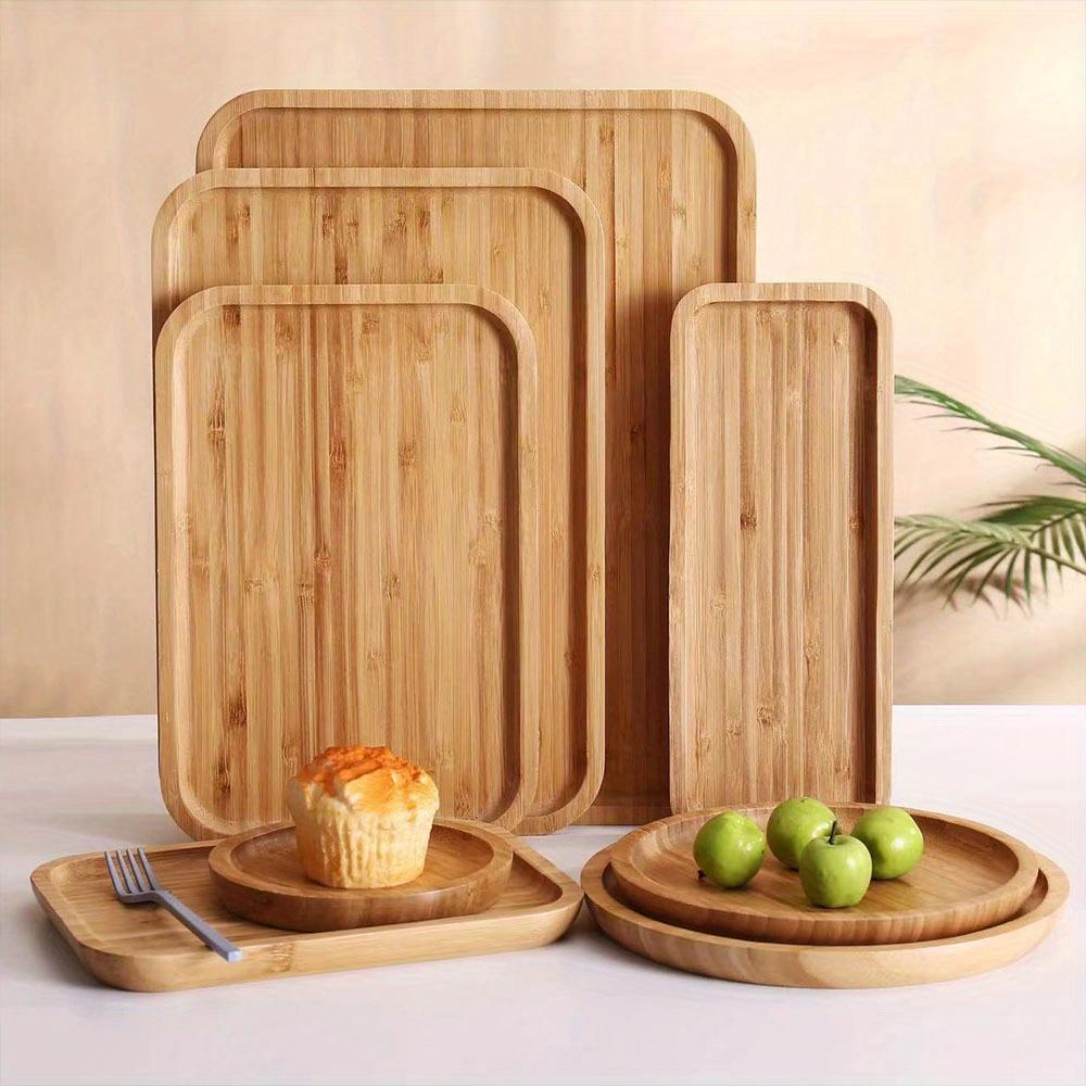 Bamboo Serving Tray, Ideal for Dinner, Tea, Bar, Breakfast, Party, Bed Trays, Versatile Food Tray, Casual Style, No Ca Prop 65