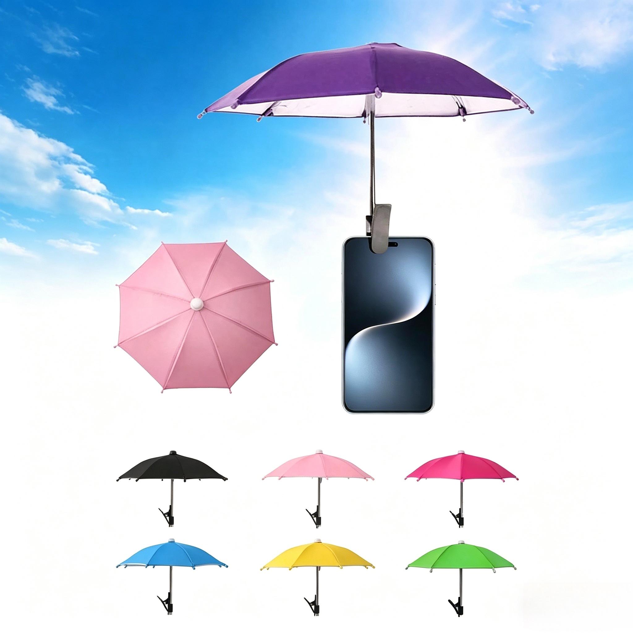 Portable Phone Holder Umbrella, Waterproof Anti-Glare UV Protection Mini Parasol, Universal Phone Sun Visor; Outdoor travel essential for fitness, camping; Summer Y2K cute decor for car, bedroom, garden; Ideal bridesmaid, Mother's Day, wedding & graduatio
