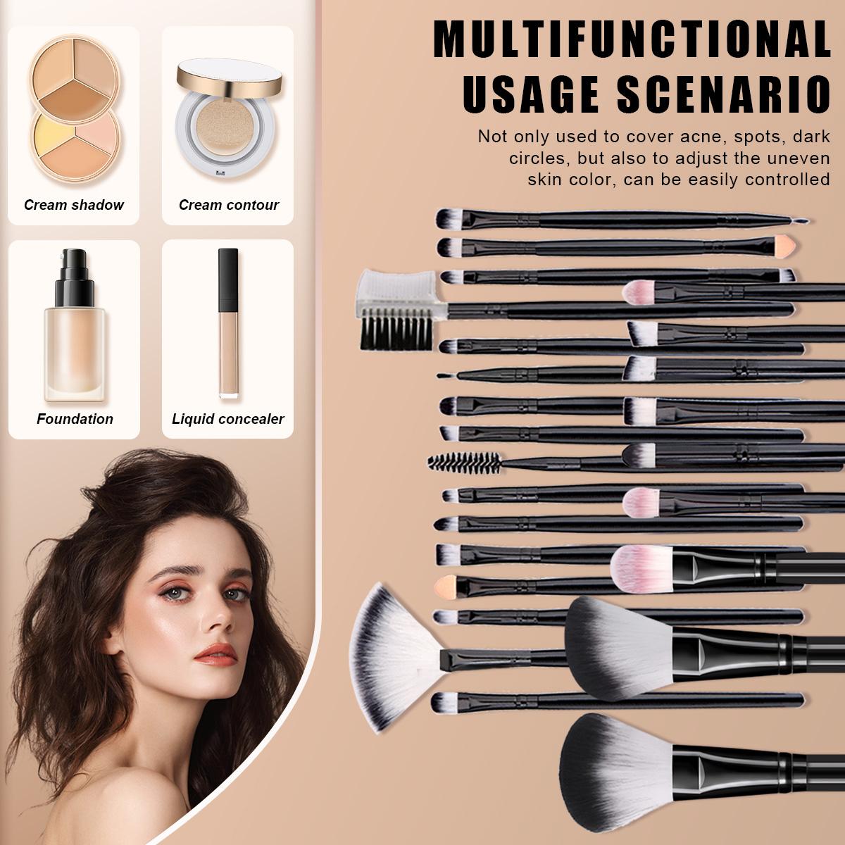 Professional Makeup Brush Set with Bag, Includes Brushes, Sponges, Hair Bands, Travel and Daily Use, Plastic Frame, No Battery, Cosmetic Brushes