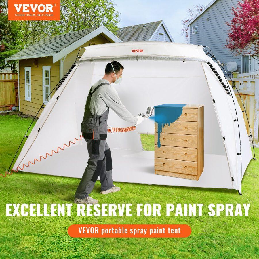 VEVOR Portable Paint Booth, Larger Spray Paint Tent with Built-in Floor Mesh Screen, Painting Tent Station for Furniture DIY Hobby Tool, 10x7x6ft Spray Paint Shelter