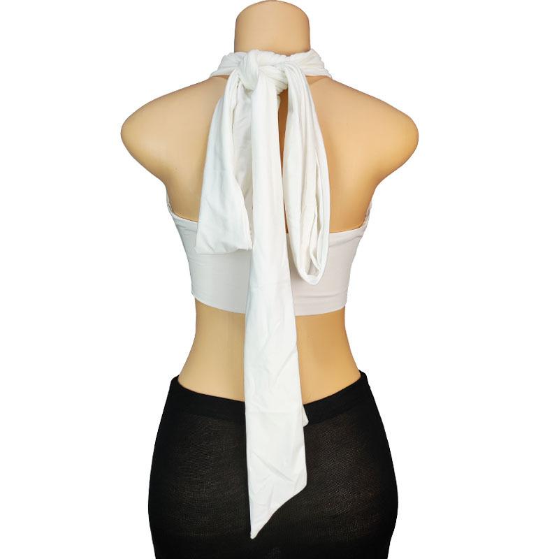 Sexy Tank Top Cross Bandage Backless Sleeveless Halter Crop Tops Women Bare Midriff Camisole Female Tube Top Cropped Vest