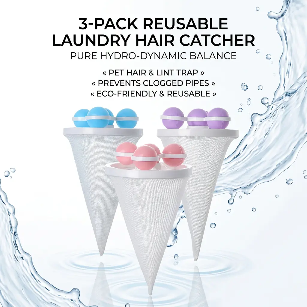 3-Pack 3-Color Mixed Set Reusable Washing Machine Hair Filters | Pet Hair Catcher & Lint Trap | Prevents Clogged Drainage Pipes