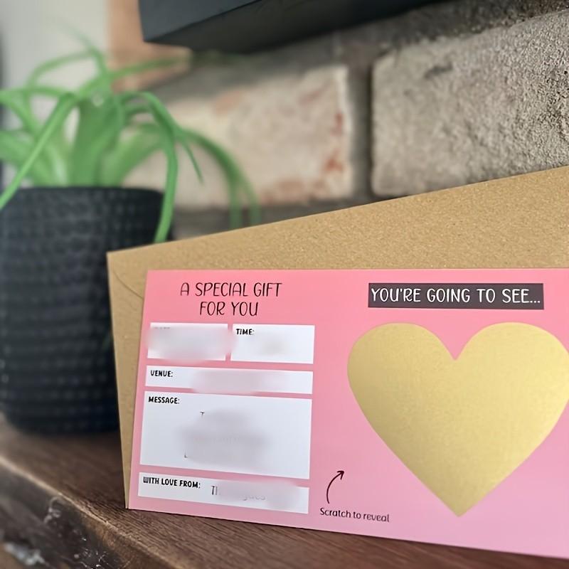 Creative Scratch-Off Surprise Cards, Romantic Heart-Shaped Gift Card, Customizable Date/time/location, Perfect for Valentine's Day & Anniversaries