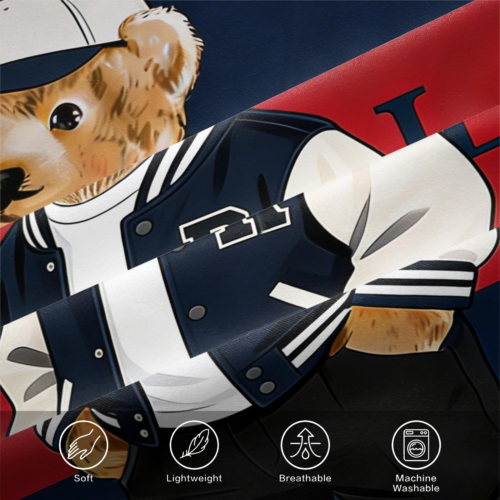 Striped Bear Pattern Print Soft and Durable Bedding Set, Includes 1 Duvet Cover and 1 or 2 Pillowcases, Excludes Quilt and Pillow Inserts, Suitable as Gifts for Teens and Adults, Modern Stylish Bedroom Bed Decorations