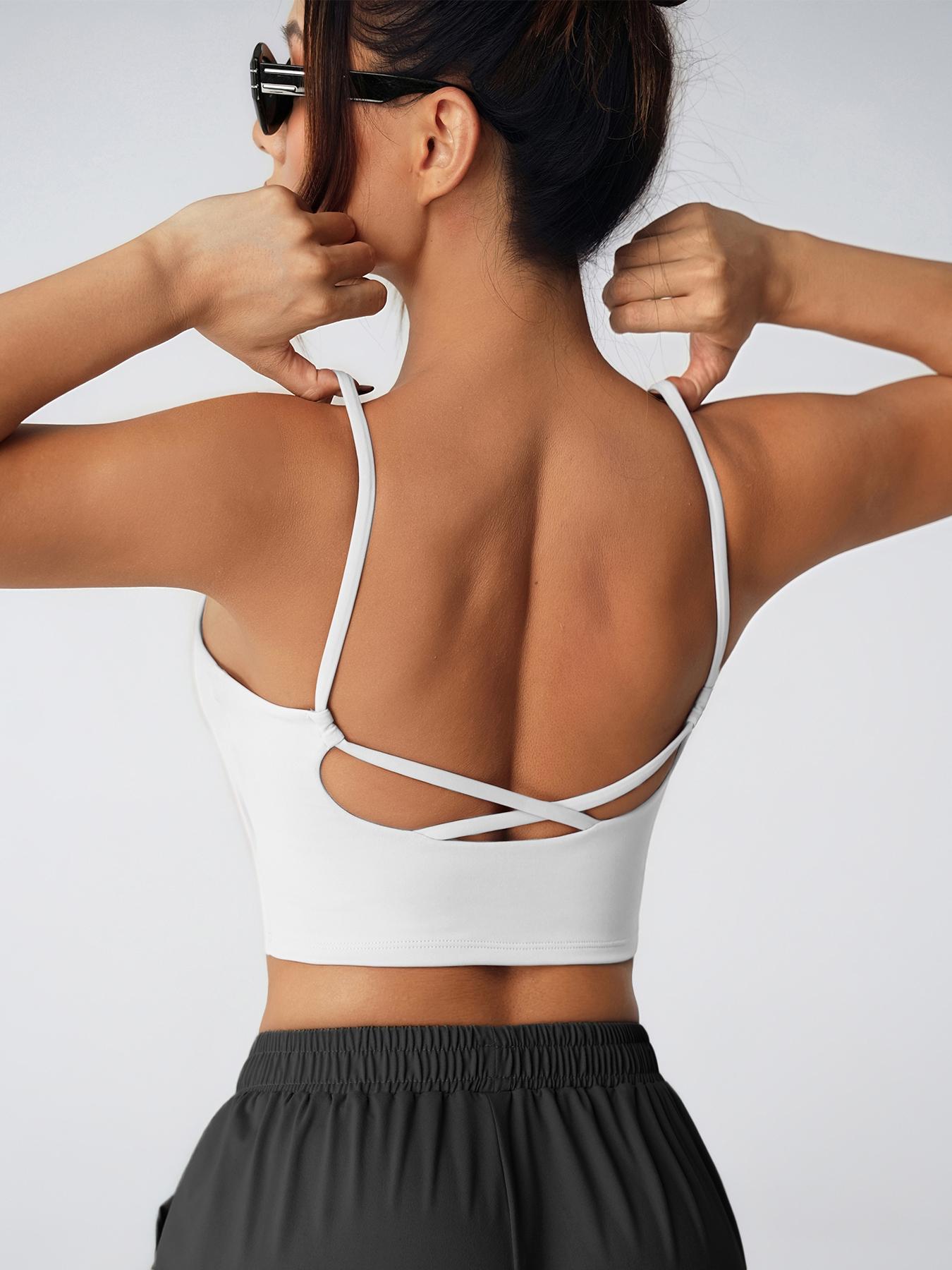 Women's Sports Vest Back Cross Sharkskin Texture Elastic Thin Strap Tight Fit Gym Training Outdoor Casual Golf Tennis Base Layer Yoga Sports Vest