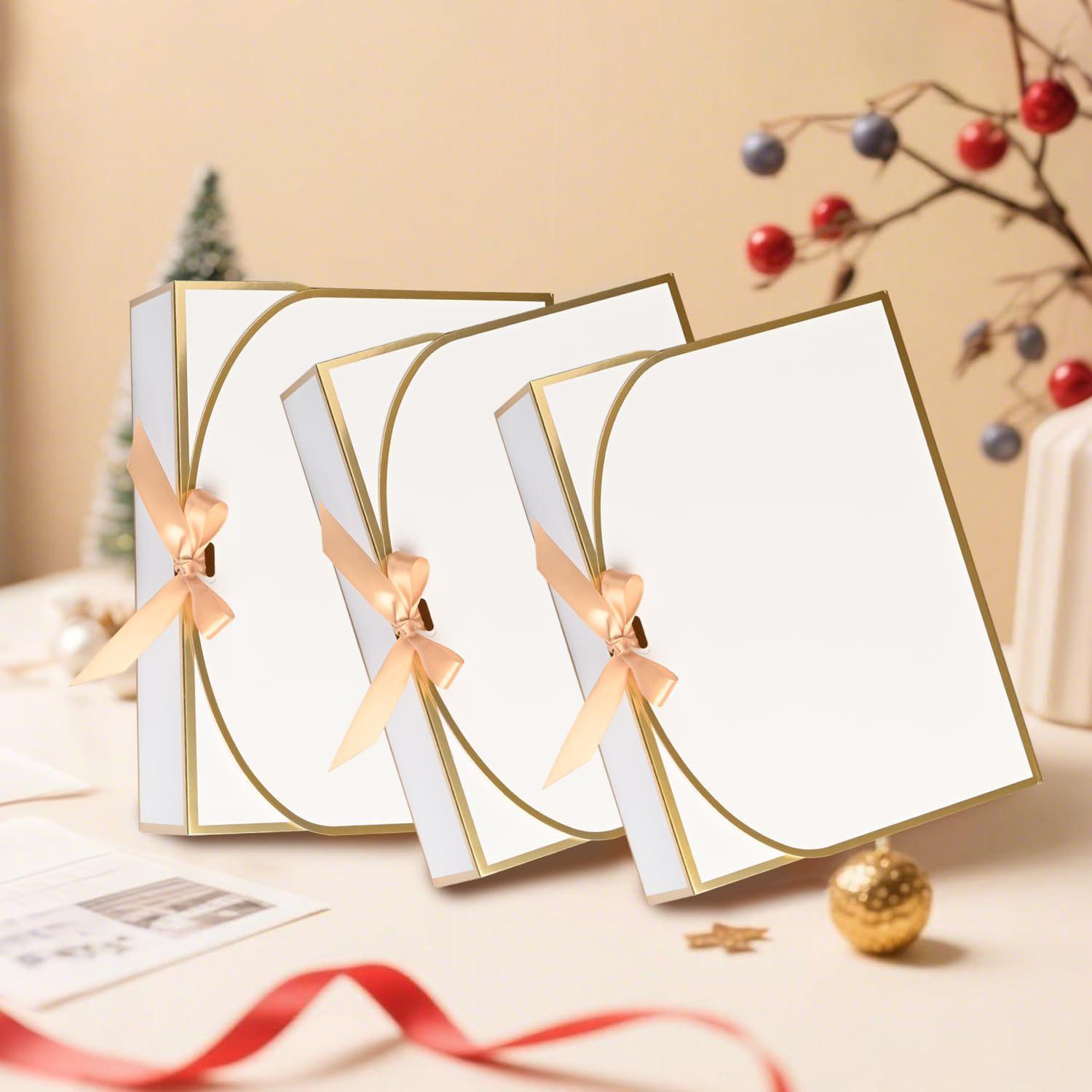 Gift Box Set With Lids, Deluxe Black Gift Box With Ribbon, Proposal Boxes, Best Man Proposal Boxes, Bridesmaid Boxes, Chocolate Candy Boxes For Graduation Gifts. Gift Boxes With Bow Ribbon Packaging Suitable For Weddings, Engagements, Birthday