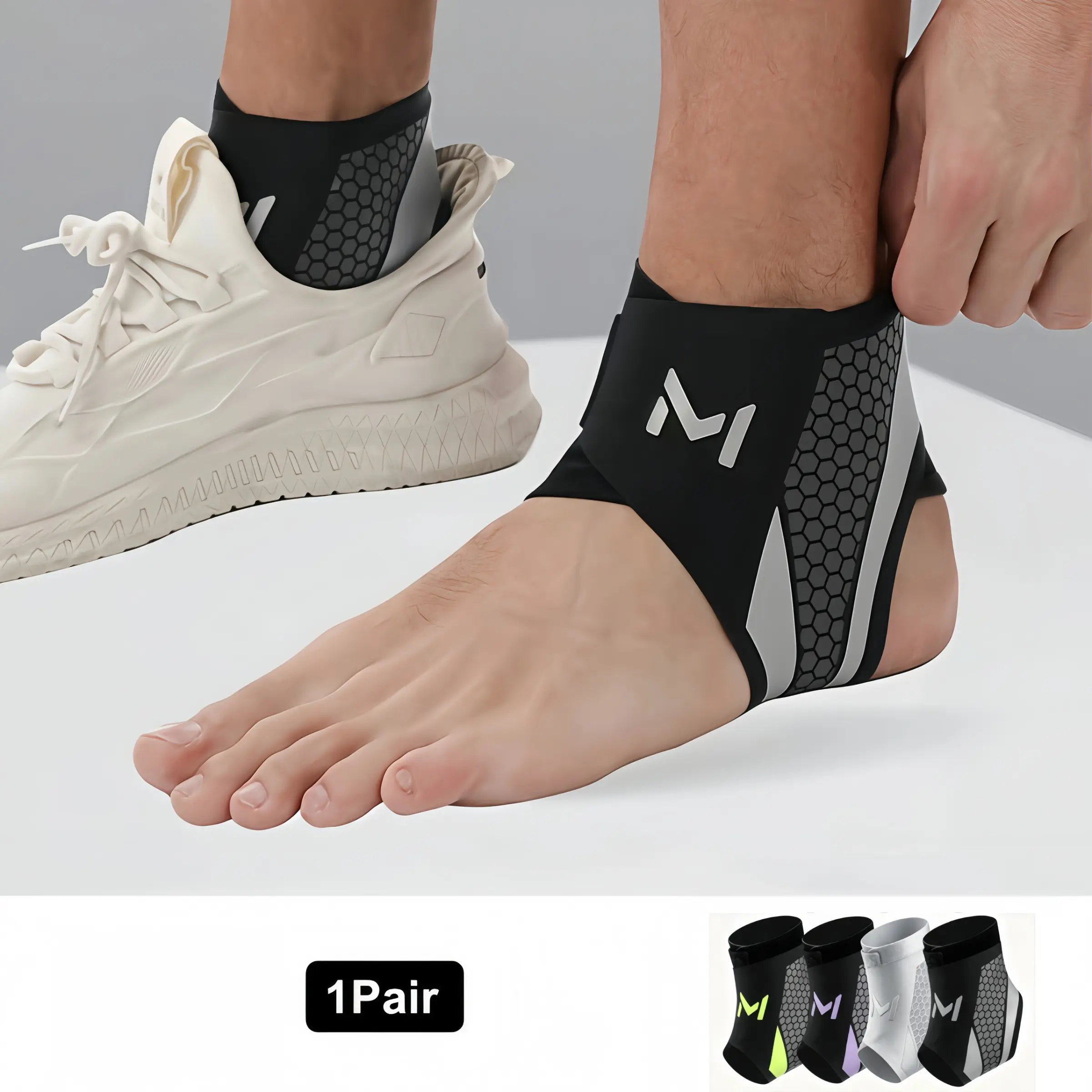 2-Pack Ankle Brace for Men & Women,Adjustable Lace up Ankles Sock,Basketball Ankle Stabilizer with Straps,Orthopedic Compression Sleeve for Plantar Fasciitis Relief,Tendonitis,Sprained