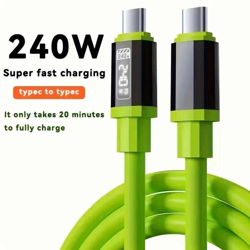 240W Fast Charging Cable, Mobile Data Cable, Smart Quick Charge, High-Power Fast Charging, Super Fast Charge, Compatible with Apple Type-C Charging Smartphone Cellphone