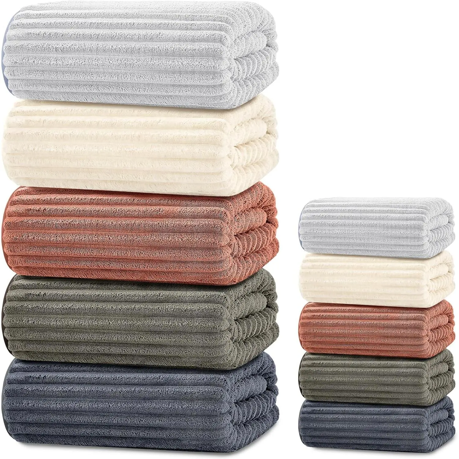 10-Piece Microfiber Bath Towel Set – 280 GSM Coral Fleece, Ultra Soft Quick Dry Towels, Includes 5 Oversized Bath Sheets 35”x67” & 5 Hand Towels, Absorbent Bathroom Towels for Home Spa (Dark color)
