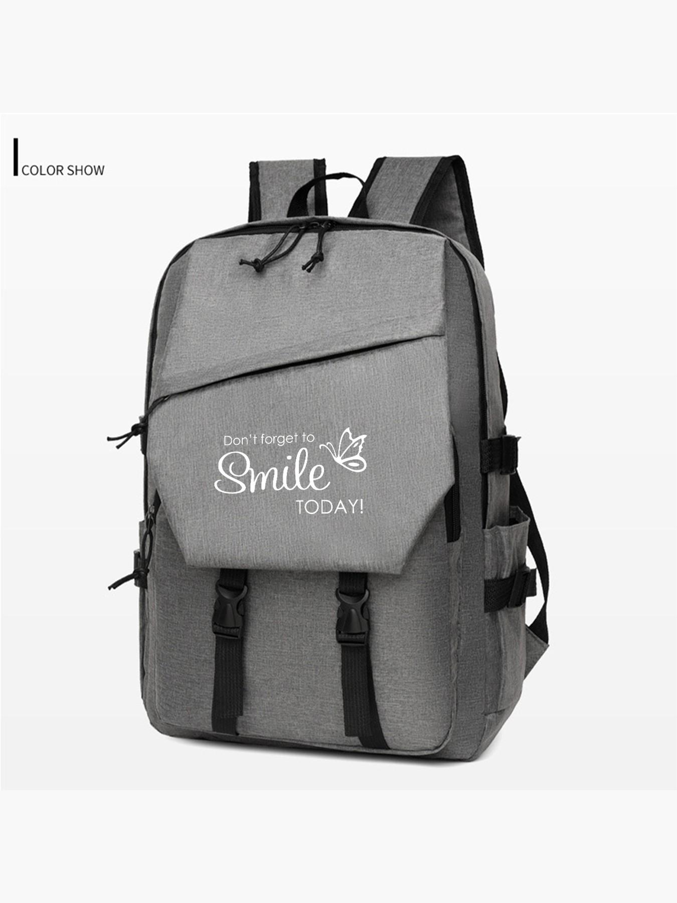 Butterfly Pattern Backpack, Large Capacity Lightweight Casual Shoulder Bag, Side Pocket, Suitable for Commuting, Library, Outdoor Activities