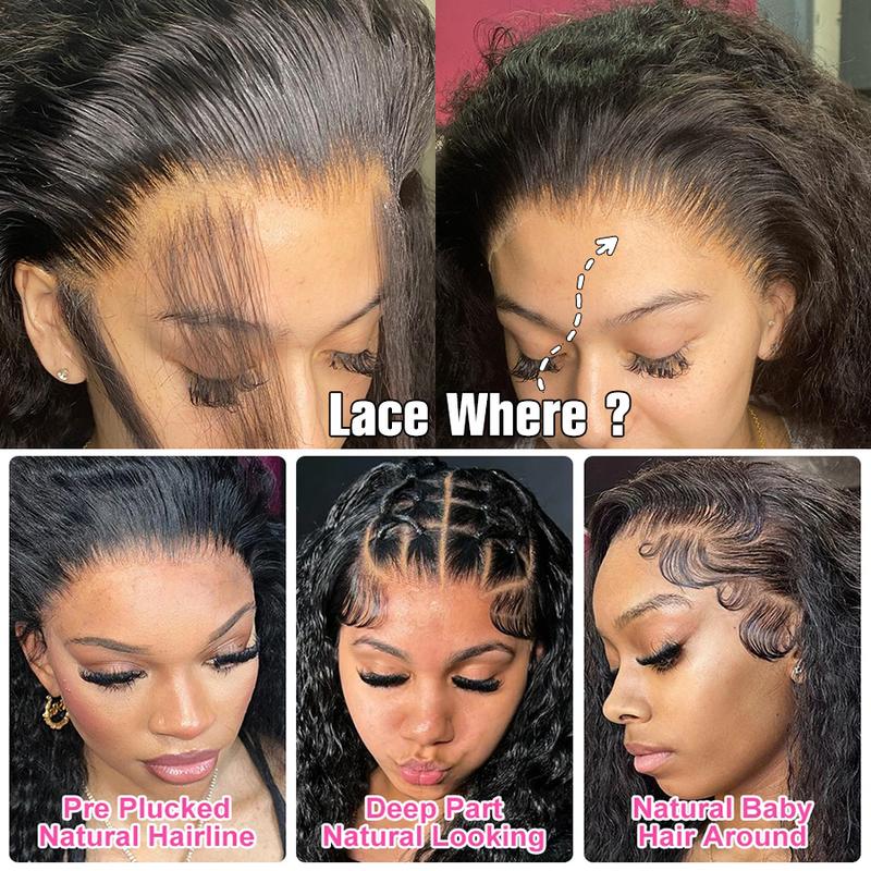 13x5 Deep Wave HD Lace Front Wigs Human Hair 220% Density  Deep Curly Frontal Wigs for Black Women Pre Plucked with Baby Hair