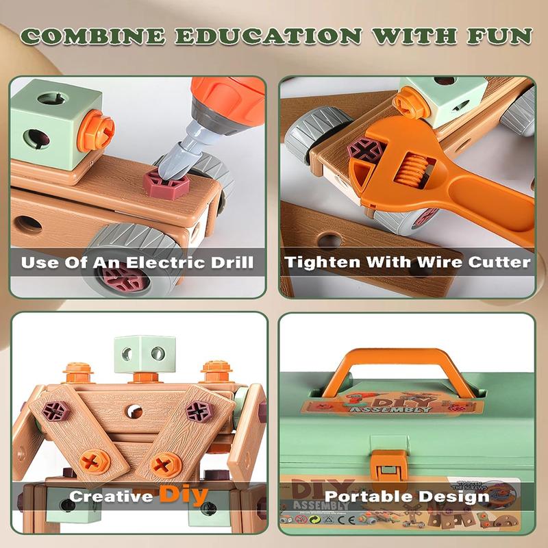 Kids Tool Set Real, Toddler Tools Box Set, Magic Montessori Play Toolbox with Electric Drill & Screwdriver, Building Kit Toy, Pretend Play Set