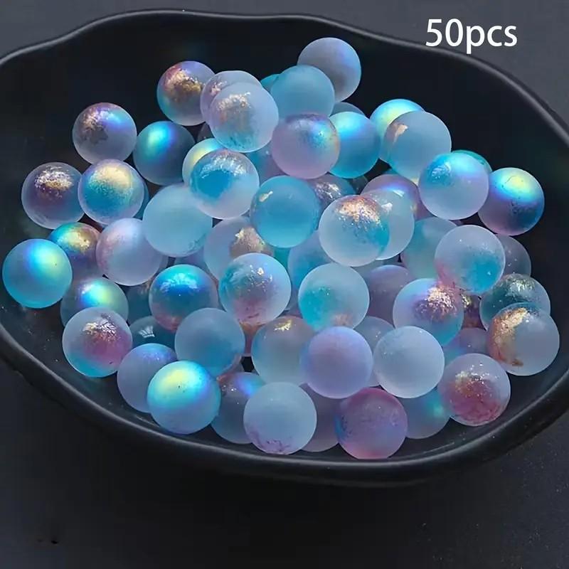 50pcs Glass Crystal Balls, Iridescent Glass Crystal Balls, Blue, Green, Pink & Multicolor Round Shimmering Decorative Balls for Parties, Weddings, Home, Bar, Fish Tank, Patio & Pool Decor, Beading Supplies, Accessories For Beading