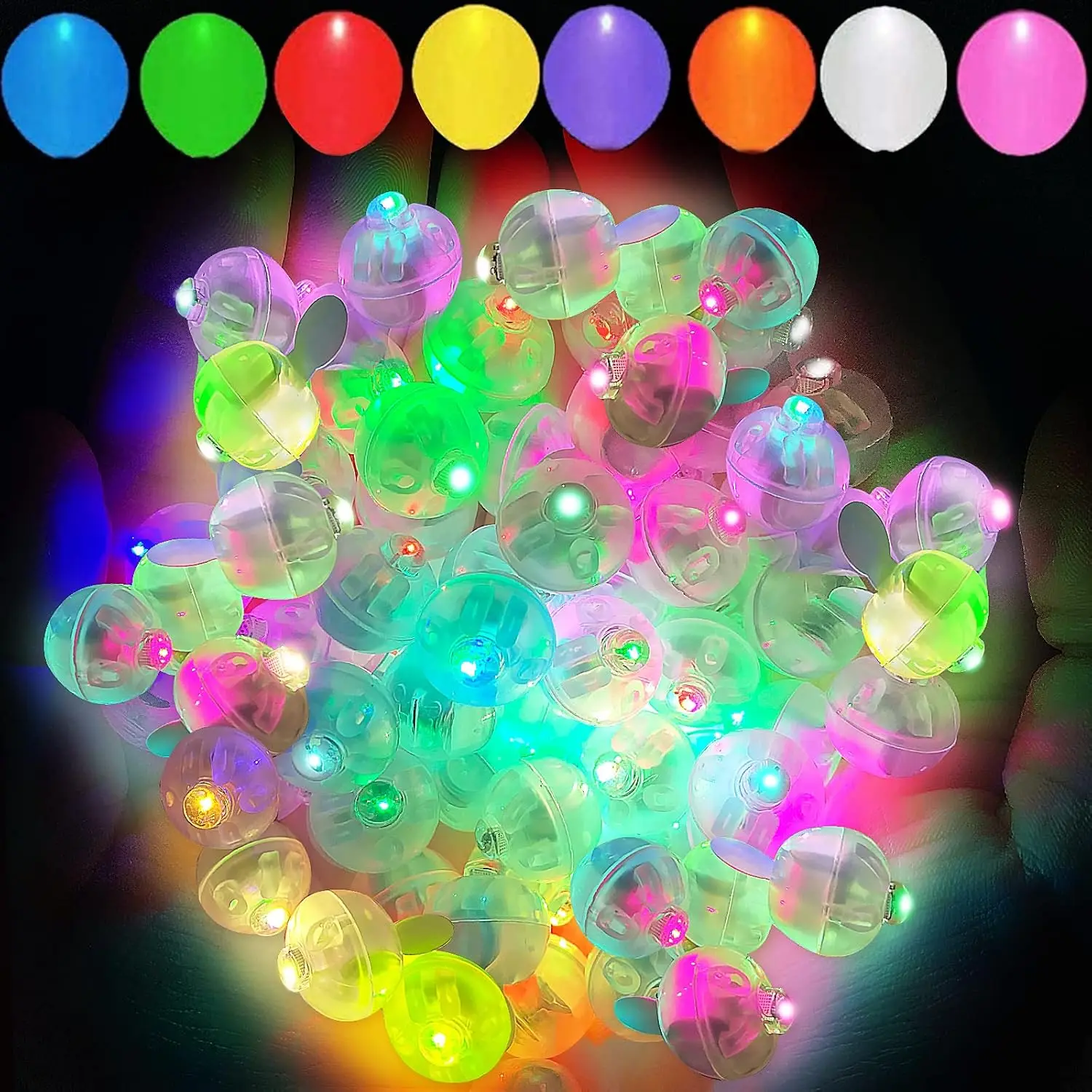 100pcs Mutilcolor Balloon Lights, Long Standby Time Waterproof Mini Ball Light, Round LED Flash Lamp for Paper Lantern Balloon Party,Wedding,Birthday,Festival,New Year and Christmas Decorative