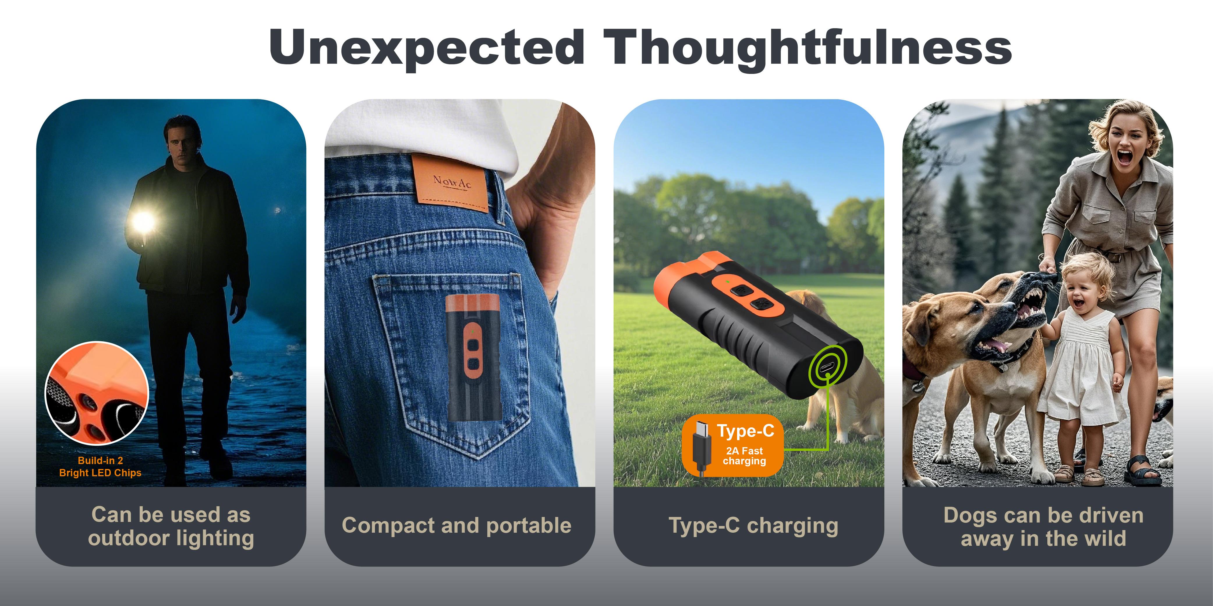 Dog Barking Deterrent Rechargeable, Anti-Barking Tool for Dogs, Ultrasonic Dual Emitter 50ft Security Correction Tool Control Dog Barking 25KHz, Trainer Barking Silencer Indoor and Outdoor with Flashlight