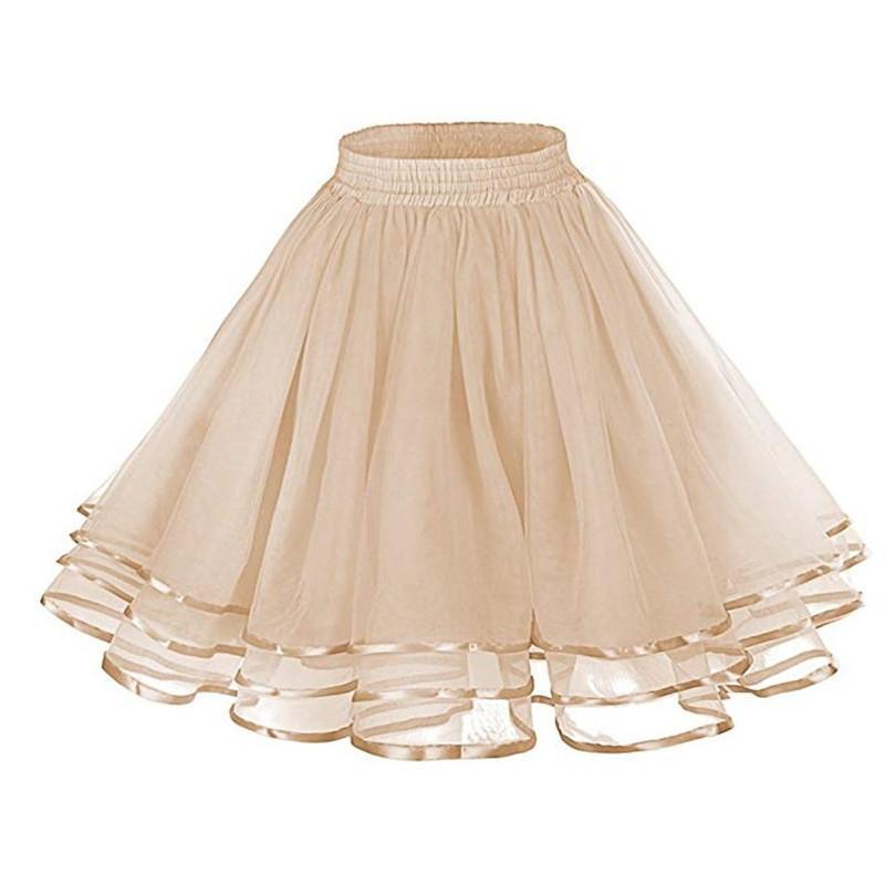 14 Colors Women Petticoat Tutu Underskirts Crinoline 50's Three Layers Ribbon Gauze Tulle Skirt Vintage Bridal Slips Rockabilly