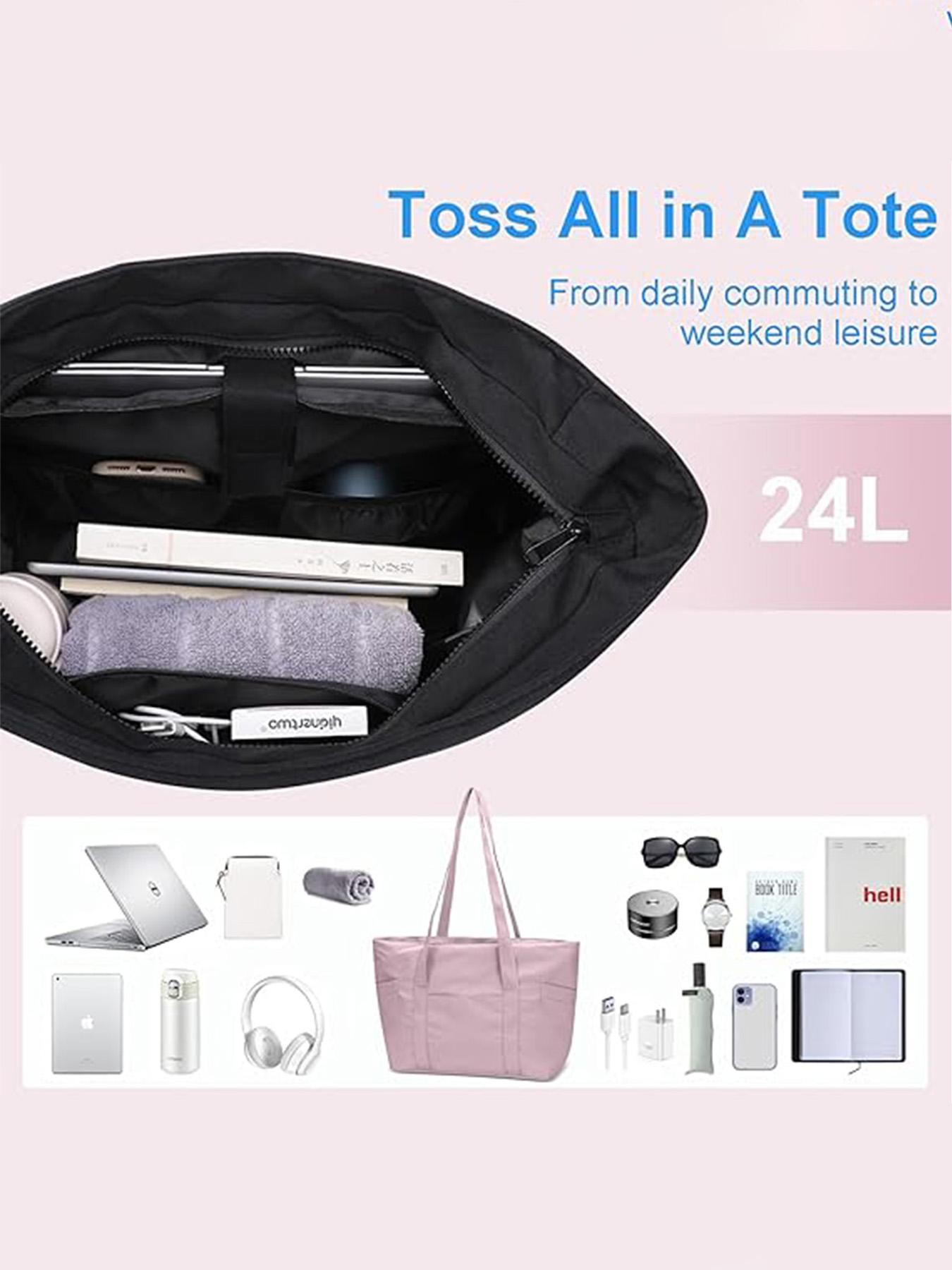 Women's Solid Color Tote Bag, Fashionable Large Capacity Shoulder Bag for Work & Travel, Casual Trendy Versatile High-quality Daily Commuting Bag, Lightweight Tote Bag