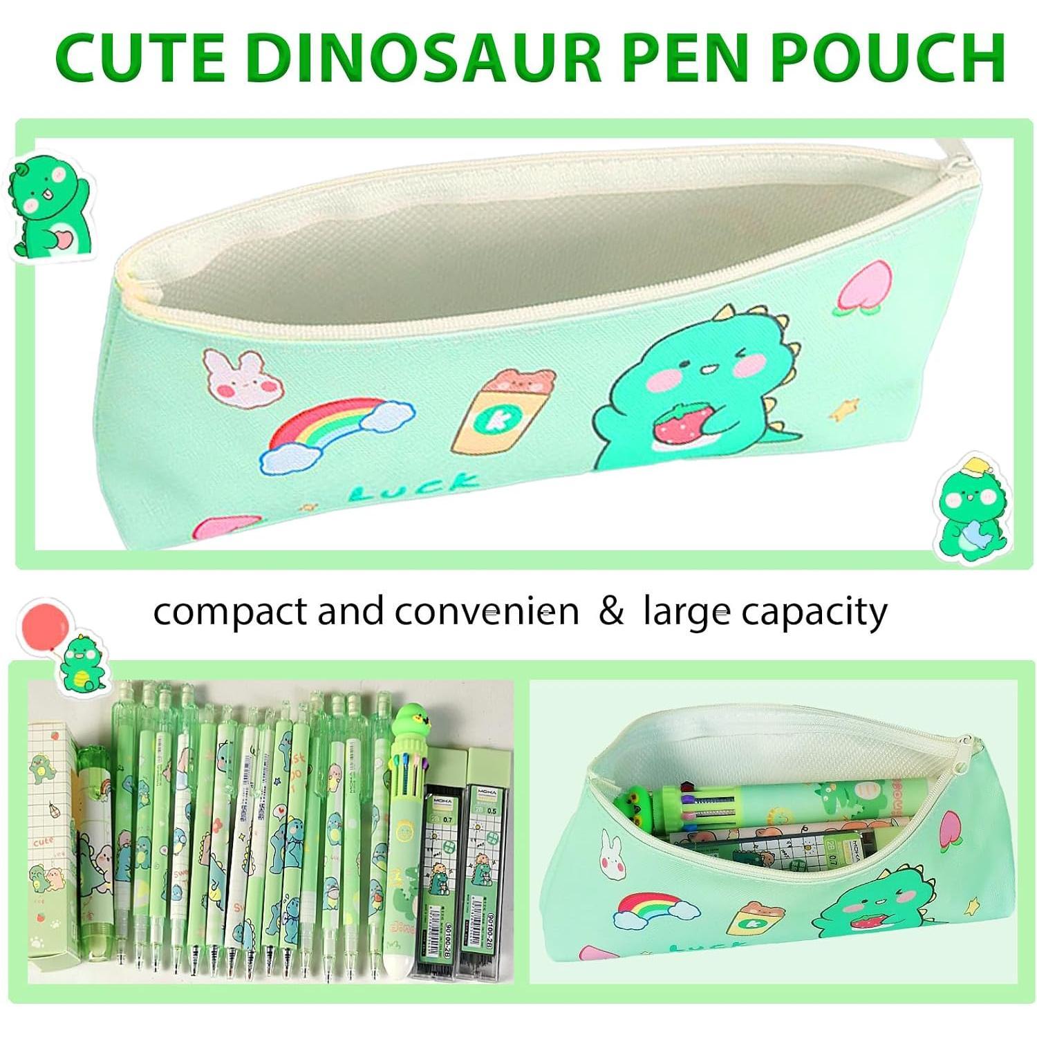 Dinosaur School Supplies Set, Cute Stationery  Set for  to School | Kawaii  to School Supplies Including Erasers,Mechanical Pencils,Pens,Stickers,Ballpoint Pens,Pencil Holder