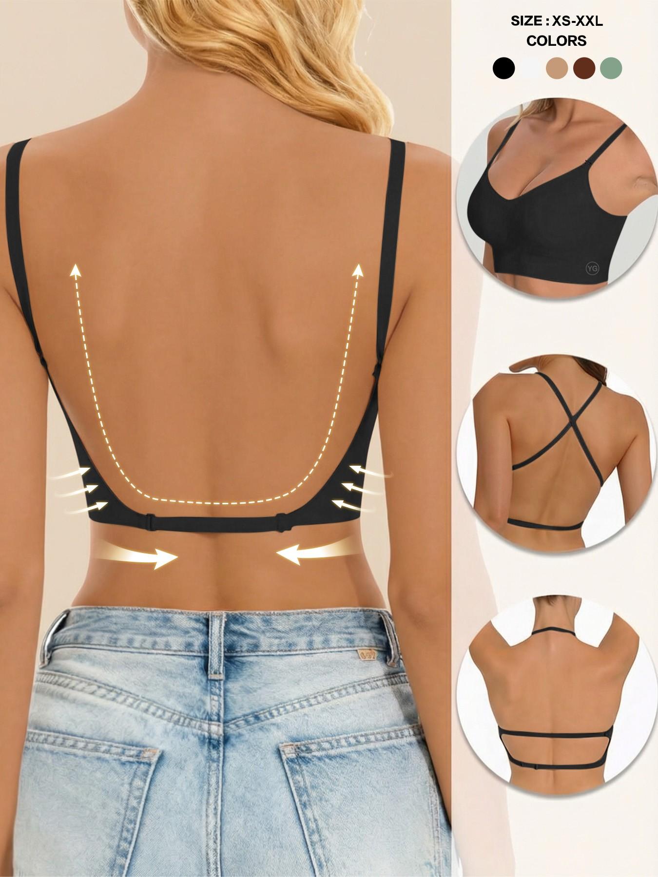 Women's Seamless Backless Bra, Multi-Strap Convertible Strap Wireless Push-Up Bra, Suitable for Wedding Dresses and Party Gowns