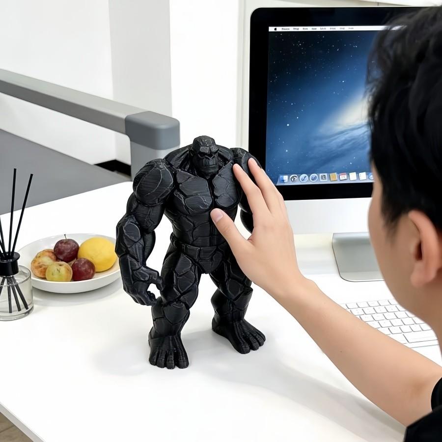 3D printed stone-textured gorilla statue, a modern minimalist decorative ornament, available in black/grey styles, perfect for home, office desk, or bookshelf accents. An ideal birthday/anniversary/party/halloween/christmas gift for gorilla enthusiasts an