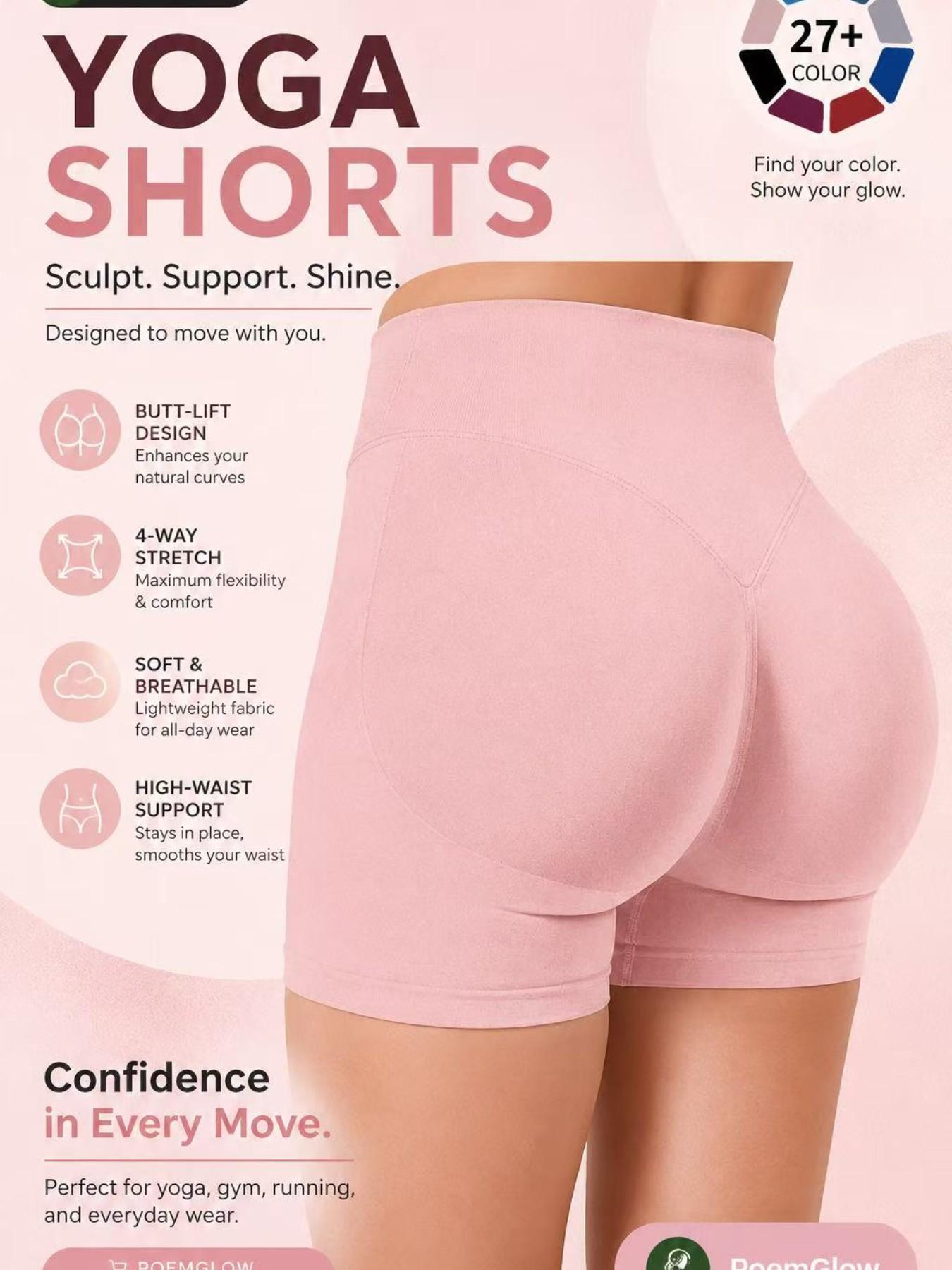 Seamless High Waisted Fitness Yoga Shorts for Women, Tummy Control & Butt Lifting, Slim-Fitting Sporty Compression Shorts, Athletic Wear Shorts, Performance Training Shorts for Workout, Running & Outdoor