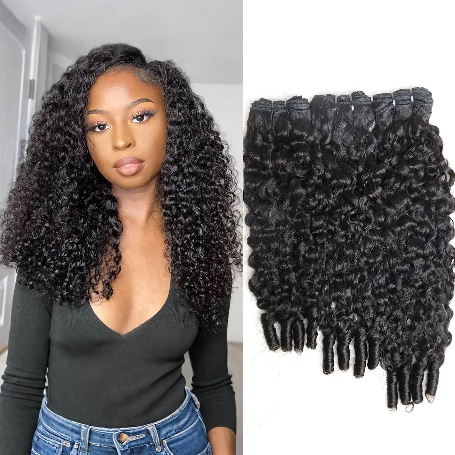 3 Bundles Burmese Curly Human Hair Bundles Water Wave Hair Weave 16A Remy Human Hair Extensions Natural Black Spiral Curl Ends 3C 4A Curly Bundles for Black Women Full Volume Soft Tangle Free Shedding Free Quick Weave Hair