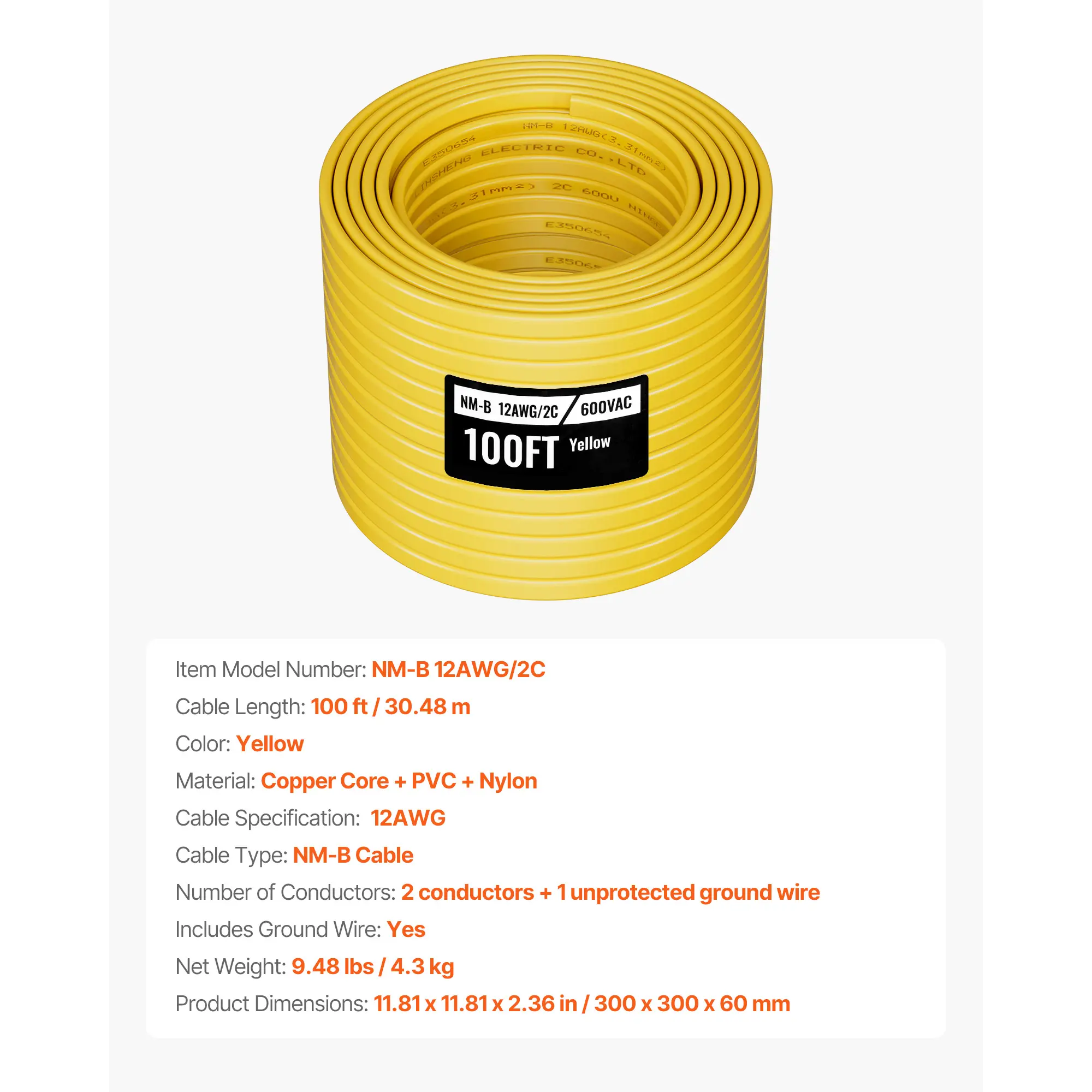 100ft/12 AWG Cable