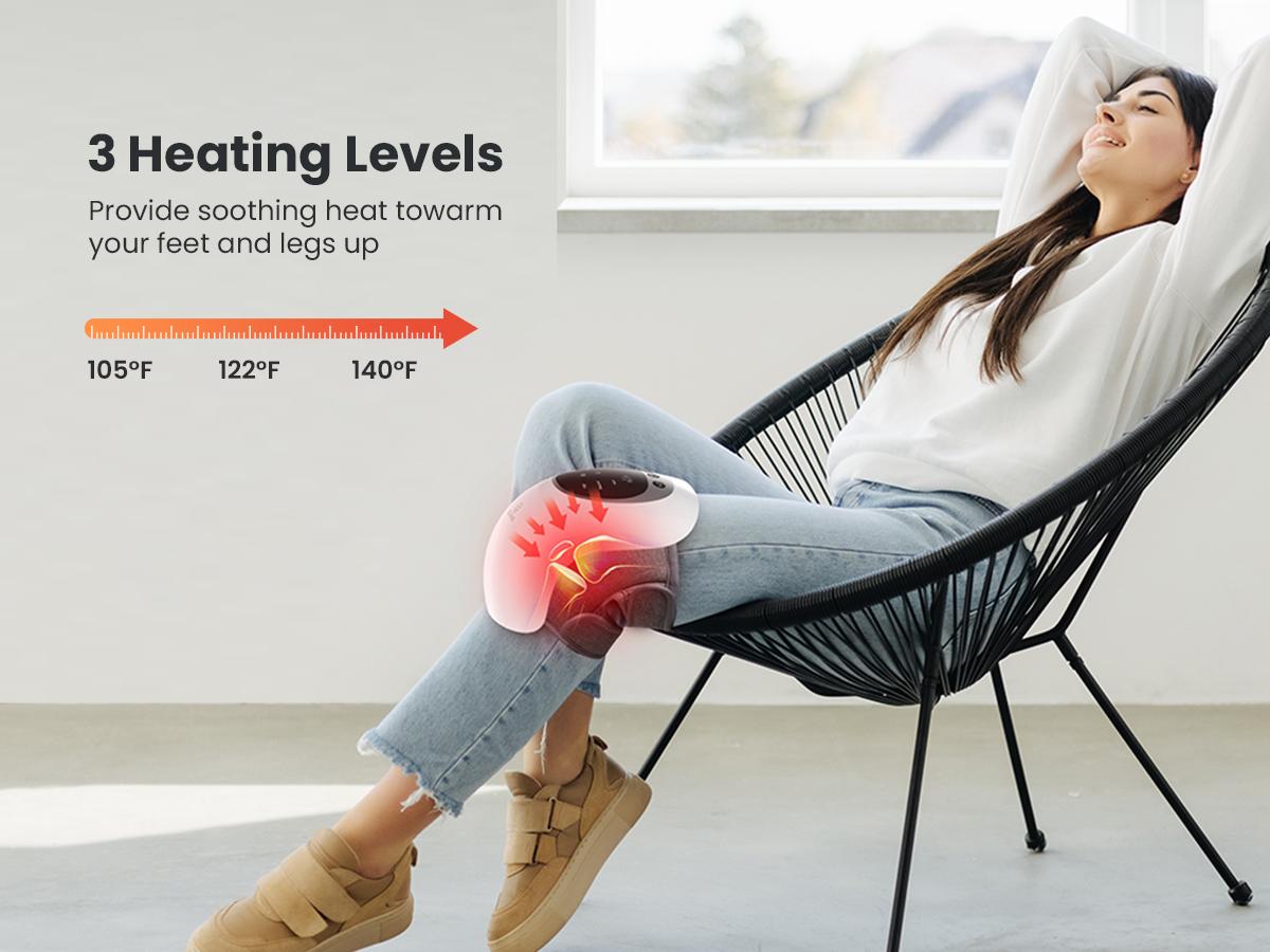 COMFIER Comfort Heated Knee Massager, 3 Vibration Modes Leg Relaxation Massager, 3 Heat Adjustment Modes Leg Relaxation Massager , with LED Screen