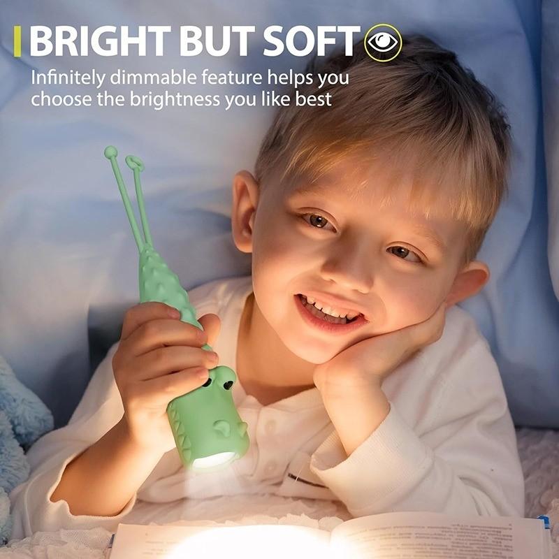 1PC Rechargeable Crocodile LED Flashlight, Cute Animal Shaped Silicone Flashlight, Comfortable Touch Long Press to Adjust Brightness Portable Outdoor Lighting Creative Light,for Camping, Night Walks and Home Use, Handheld Flash Light