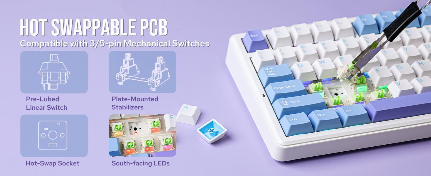 [2026]Aula F75 MAX Wireless Mechanical Keyboard with TFT Screen and Knob, Gasket Gaming Keyboard in 75% Layout, Hot Swappable, RGB Backlight, for PC/Mac/Linux