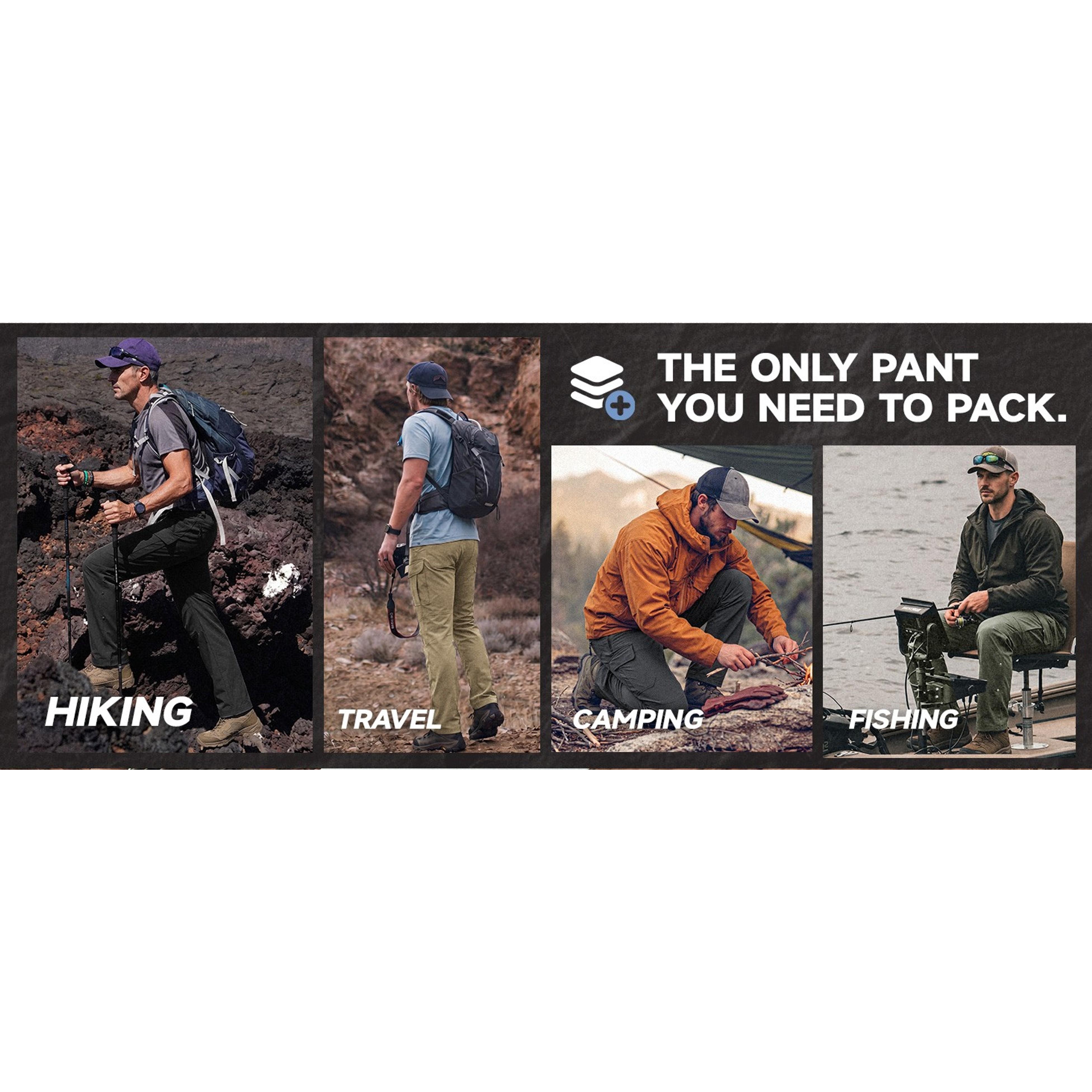Men's Hiking Pants Breathable Quick Dry Water Resistant Stretch with Mesh Vents & 6 Pockets for Outdoor Hikers(Gift)