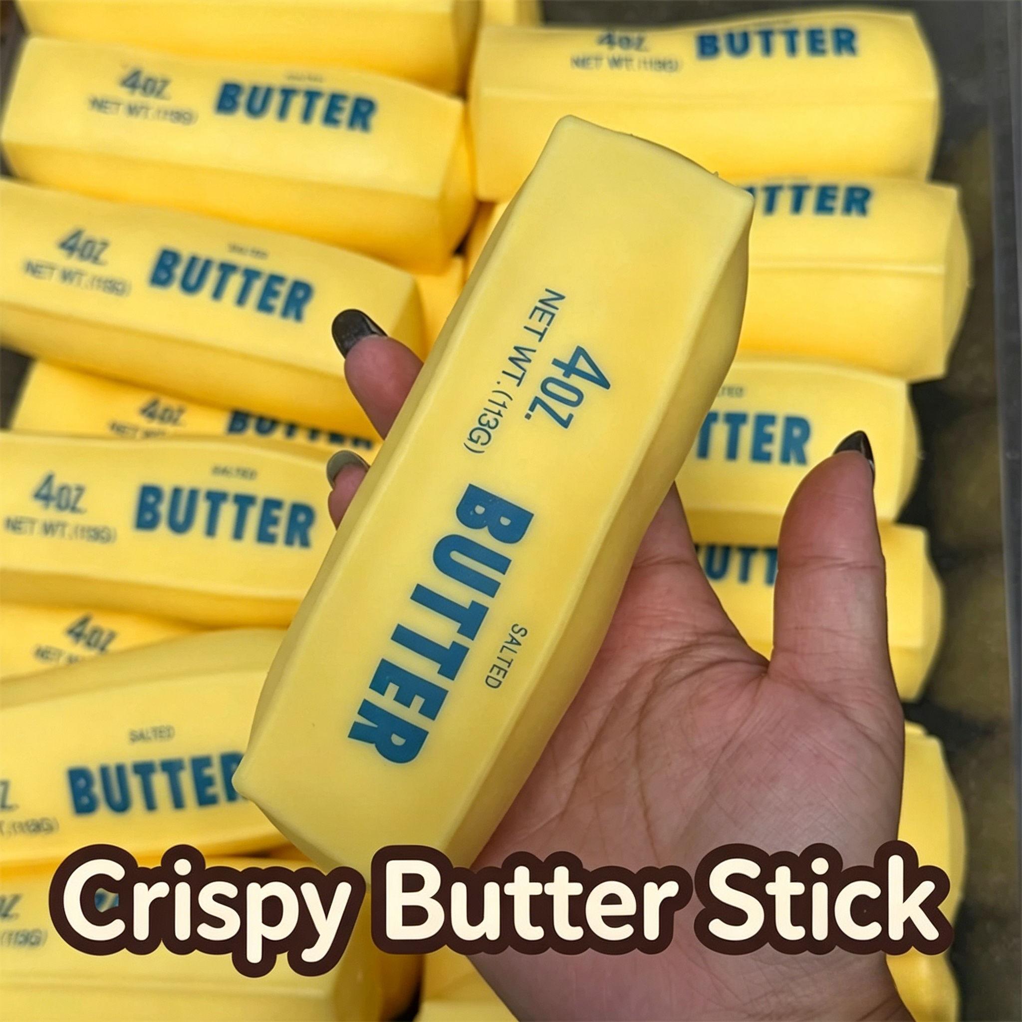 Crunchy Sound Butter Bar Squishy Toy, Kawaii Tpr Fidget, Soft Squeeze Fidget Toy Sensory Play Toy Portable Stress Relief Decompression Toy Cute Desk Relax Toy Gift For Teens Adults Handmade Ball Crispy Squishy