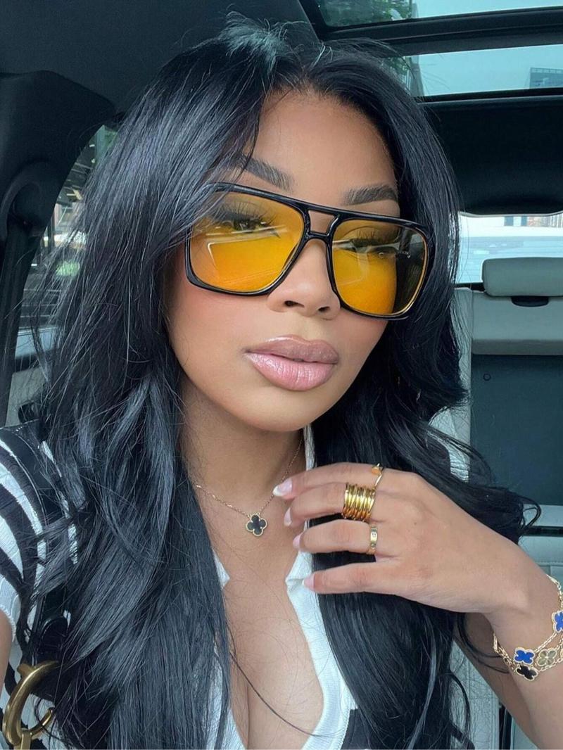 Unisex Vintage Square Frame, 2025 New Style Trendy Casual Sun Protection Sunglasses for Everyday Use, Fashion Accessories for Outdoor Activities, Tinted Lens Sunglasses