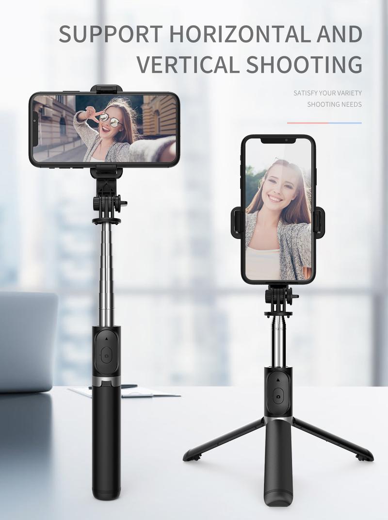 Selfie Stick Tripod Stand with Wireless Remote, 360 Degree Rotation, Extends to 101.6 Cm, Abs Material, Battery Powered, Travel and Photography
