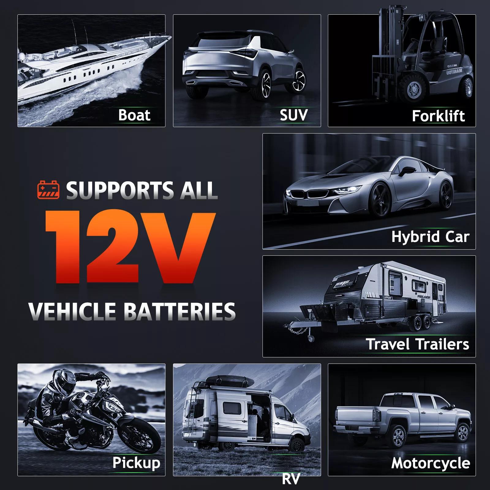 ANCEL BM200 12V Car Battery Tester, Automotive Battery Monitor Analyzer Bluetooth IP67 Waterproof, Auto Battery Diagnostic Cranking Charging Test Suit for 12V Battery, Car, Motorcycle, RV, Truck, Boat Vehicle