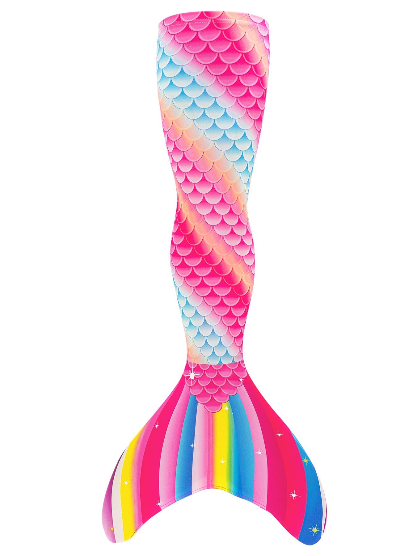 Girls Mermaid Tail Bikini Swimsuit Sets, Rainbow Beach Bathing Suit, 3 Piece Princess Performance Cosplay Costume Sets, Swimwear Sets